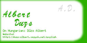 albert duzs business card